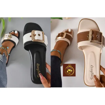 صندل دمپایی روفرشی تخت زنانه کمر بندی