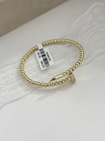 بنگل میخی استیل طلایی زنانه 962 کد 962