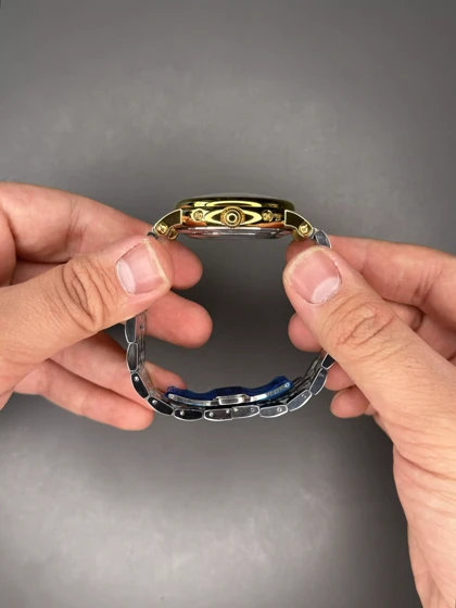 ساعت مچی پتک فیلیپ فول سیلورطلایی صفحه مشکی Patek Philippe