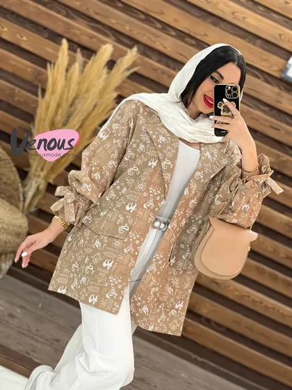 مانتو کتی طرح دار آستین کش