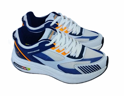 کفش اسپرت و روزمره مردانه برند اسکچرز Skechers مدل مانستر مشکی سفید آبی کد 381