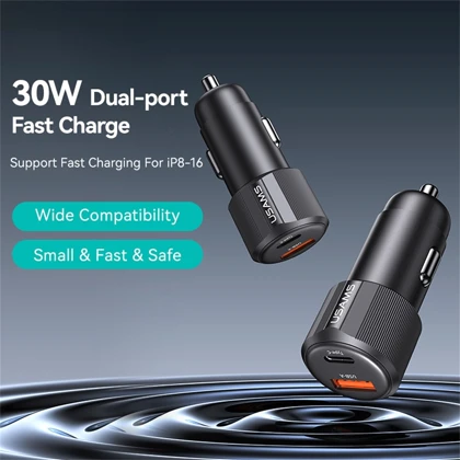 شارژر فندکی یوسامز USAMS مدل CC283 توان 60 وات دو پورت