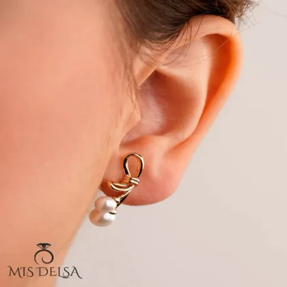 گوشواره ژوپینگ طرح مروارید و پاپیون