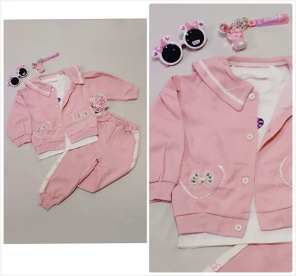 ست سه تیکه بلوز شلوار وکت بچگانه دخترانه