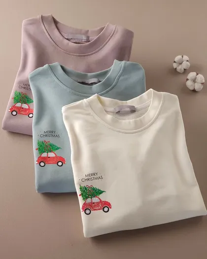 بلوز کراپ دورس پنبه merry christmas