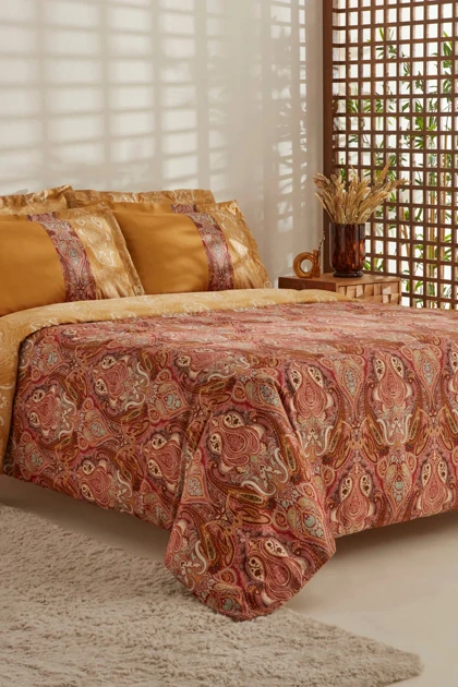 سرویس روتختی دو نفره Karaca Home مدل Sherie ساتن پنبه - قهوه‌ای