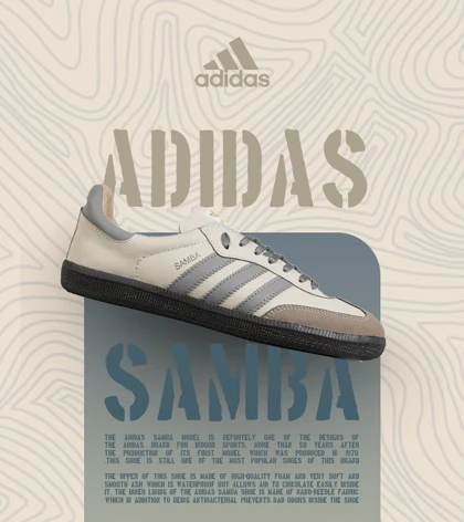 کفش کتانی مردانه و زنانه سامبا کرم طوسی قهوه ای ADIDAS Samba مدل 7296