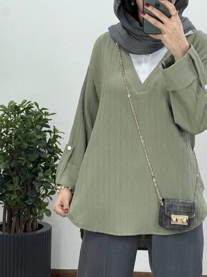 تونیک مانتویی یقه دار مرجان کد 2216