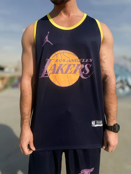 ست بسکتبالی لیکرز جردن (Lakers x Jordan) پارچه فلامنت و چاپ زول (چند رنگ)