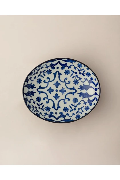 بشقاب سرو Madame Coco مدل Ellis از Bone China - آبی/سفید
