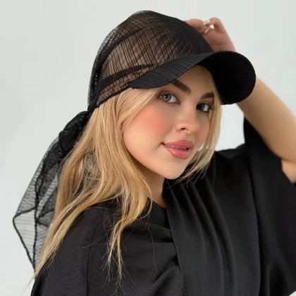 اسکارف نقابدار توری راه راه کد 80134