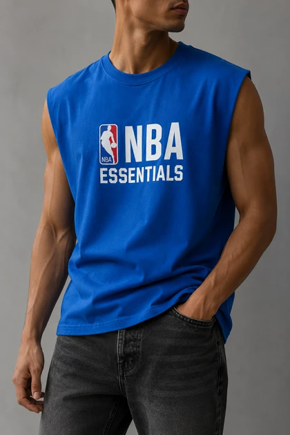 وست گلدوزی آبی کاربنی طرح NBA لش باکسی پنبه دونخ جذاب ترند / اورجینال دیلم کد 8468