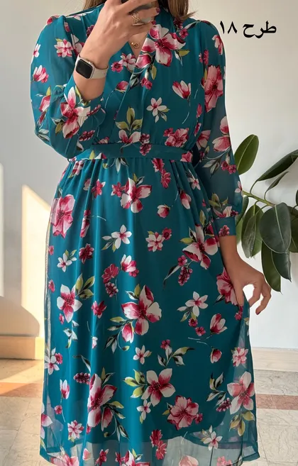 پیراهن حریر سرمه سری 18