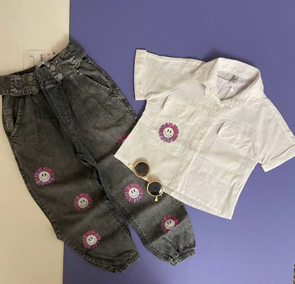 ست شومیز شلوار طرح بابونه