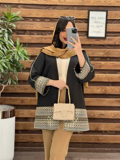 مانتو ژاکارد پولک دوزی