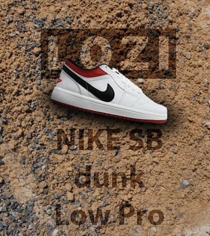 کفش کتانی مردانه سفید مشکی قرمز NIKE SB dunk Low Pro
