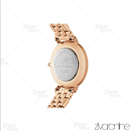 ساعت دنیل ولینگتون زنانه رزگلد صفحه سفید ایندکس نگین‌دار 105414