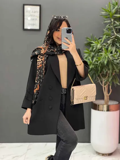 مانتو یقه آرشال آستین دودکمه