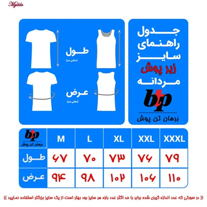 زیرپوش رکابی مردانه رنگ آبی برهان تن پوش مدل 14-01  بسته 4 عددی