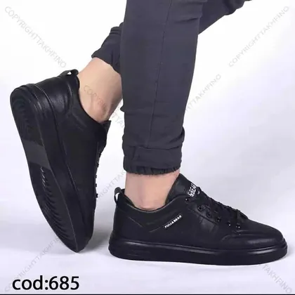 کتانی چرم مردانه مشکی - کد (Tb35) 685