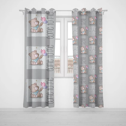پرده پانچی اتاق کودک برند مینوریا کیدز طرح خرس کد p-212