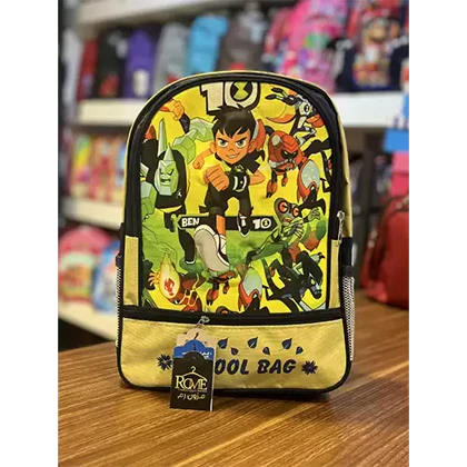 کوله پشتی مدرسه طرح دار جلو زیپ