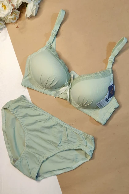 ست شورت و سوتین نخی فانتزی با رنگ‌بندی( پاستلی) - مدل( کبریتی)