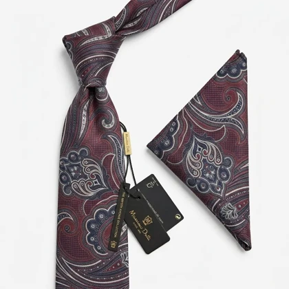 کراوات و پوشت دستدوز طرح موتیف بزرگ برند Massimo Dutti