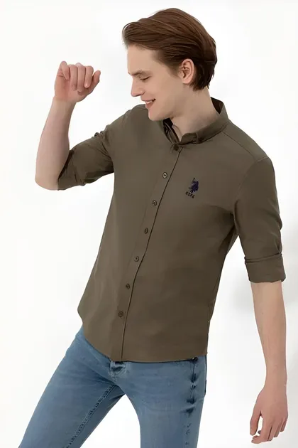 پیراهن مردانه GOX024Y US Polo Assn 1829675 خاکی 24Y129000045