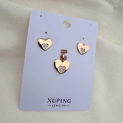 نیم ست قلب تخت نگین‌دار ژوپینگ بدون زنجیر