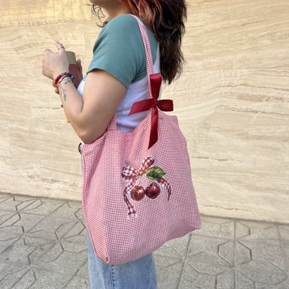 توت بگ (ساک پارچه ای) چهار خونه cherry