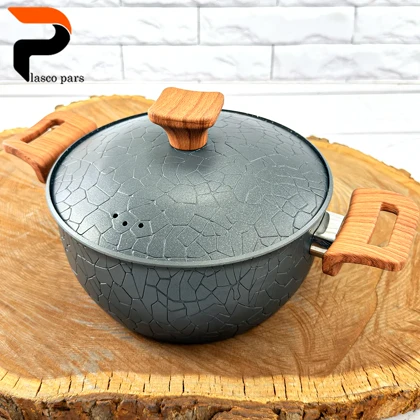 قابلمه 20 آنتیک دسته چوبی گرانیتی طوسی هاناتک