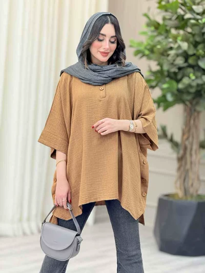مانتو پانچ بغل سه دکمه کتایون