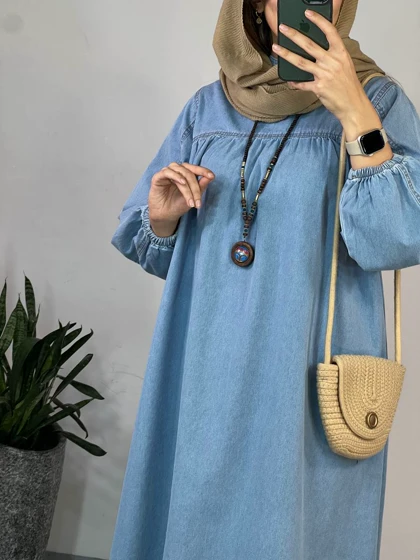 پیراهن مانتویی جین کاغذی 3