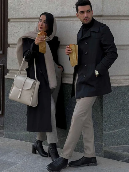 بارانی 8 دکمه مشکی r102