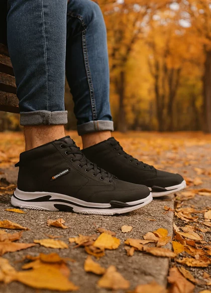 کفش ساق‌دار مردانه مشکی مدل EMTO ویژه