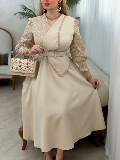 پیراهن مازراتی آستین دانتل 3776