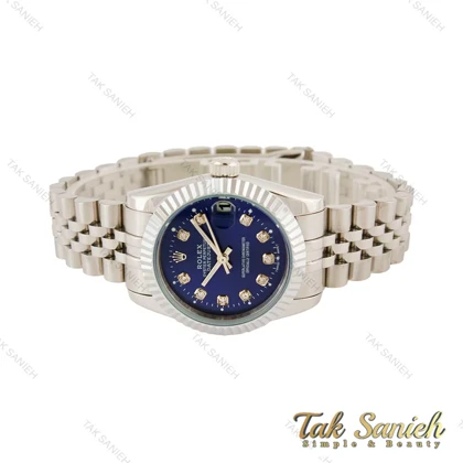 ساعت رولکس زنانه نقره ای صفحه سرمه ای Rolex-4528-M-L