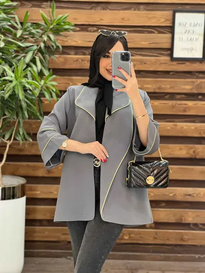 مانتو یقه دوبل مغزی دوزی