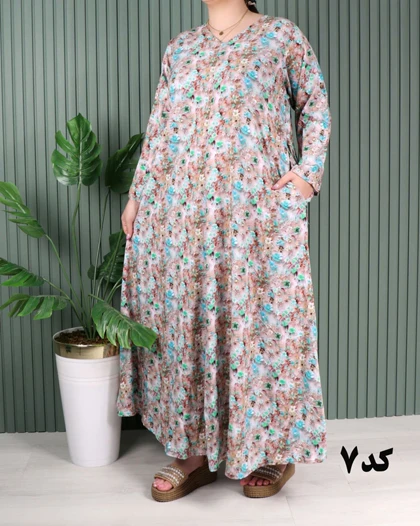 پیراهن نخی کلوش جیب‌دار 7107
