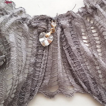 ست شورت و سوتین زنانه دانتل پروانه ای طوسی میسا کد 4735-6115
