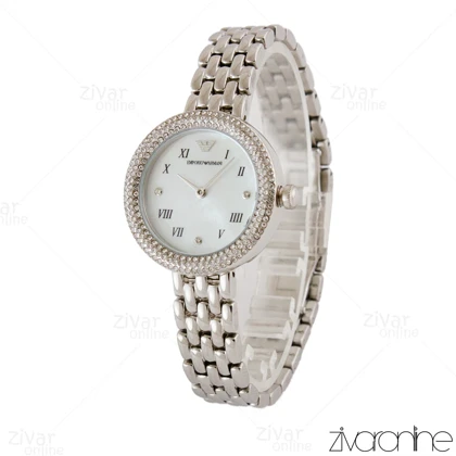 ساعت امپریو آرمانی زنانه سیلور دورنگین صفحه سفید 105180