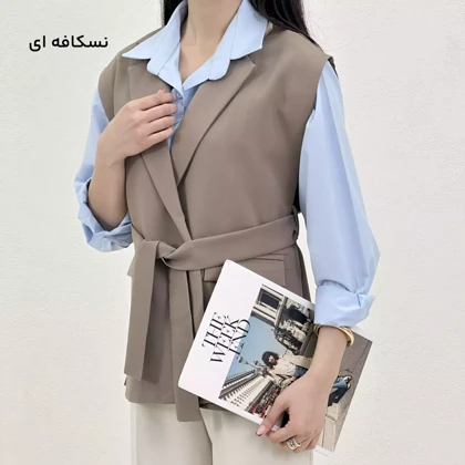 وست یقه انگلیسی کرپ مازراتی (آبی)