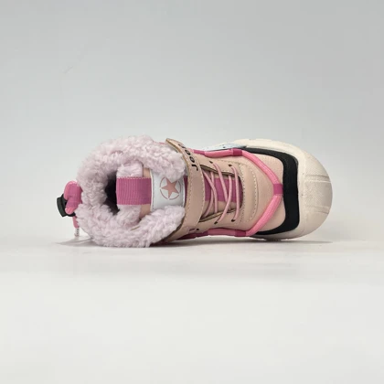 بوت بچگانه ساق‌دار جیپ کرم صورتی