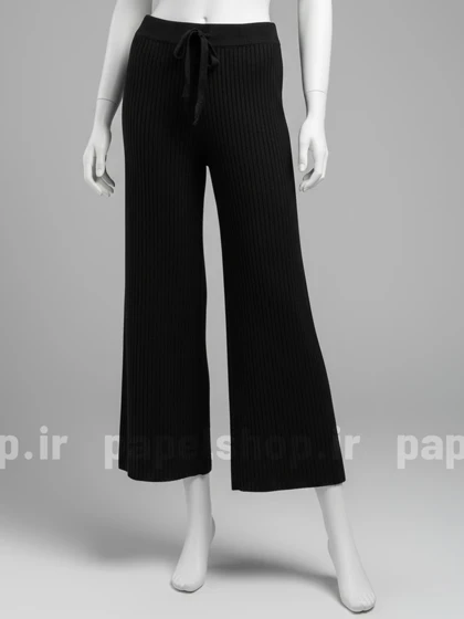 شلوار بافت مشکی فیتیله ای