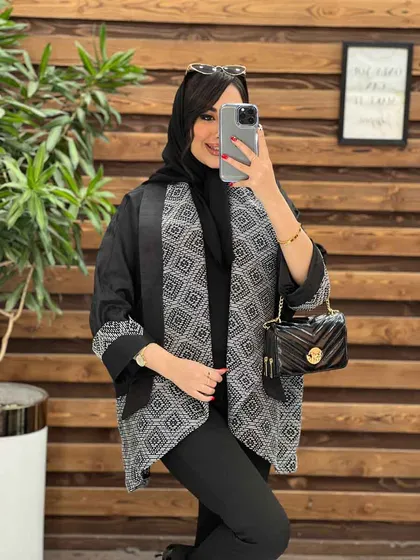 مانتو پانچ ژاکارد سوزن دوزی