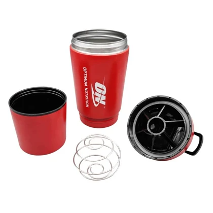 شیکر استیل دو تیکه ورزشی اوپتیموم نوتریشن مدل ON ظرفیت 0.6 لیتر