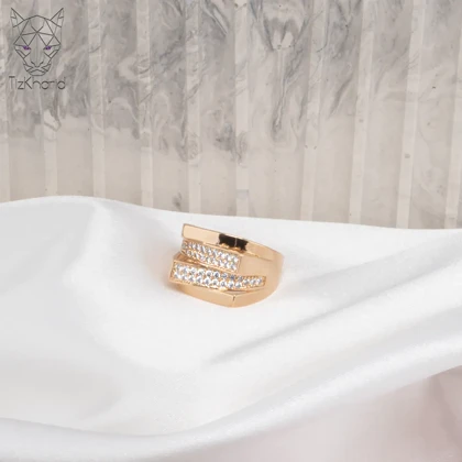 انگشتر ژوپینگ پرتوفینو چهار لاین نگین‌دار