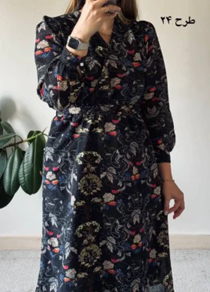 پیراهن حریر سرمه سری 10