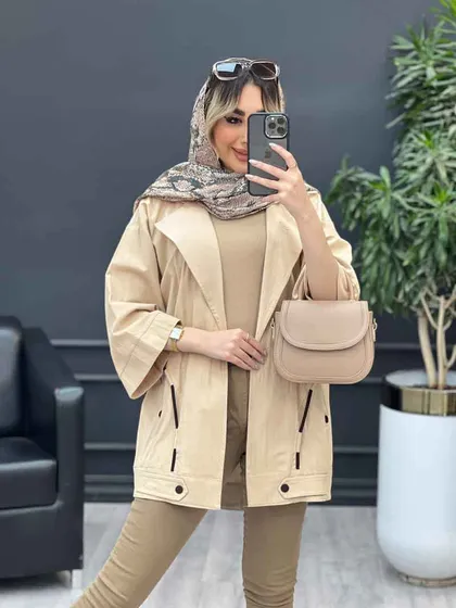 مانتو لینن بند نما جیب دکمه
